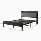 Lit plateforme Queen avec tête de lit de rangement et ports USB