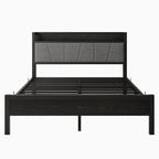 Lit plateforme Queen avec tête de lit de rangement et ports USB