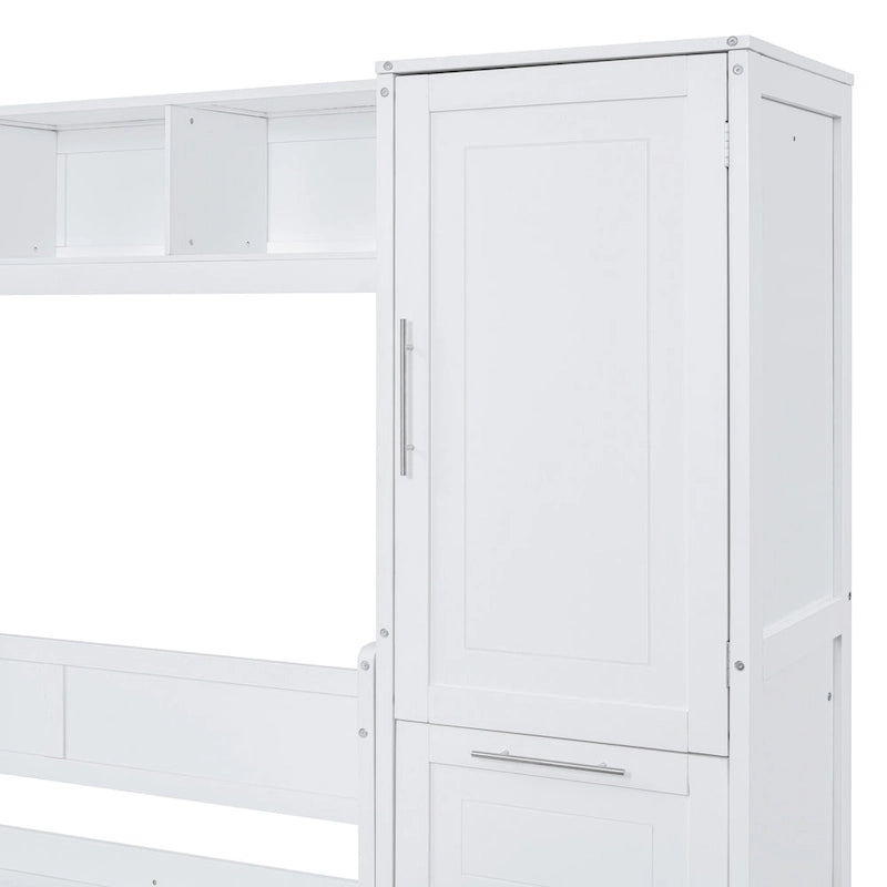 Full/Queen Smart Murphy Bed with Wardrobe & Storage, Space-Saving System