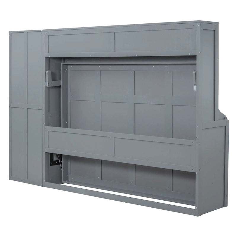 Full/Queen Smart Murphy Bed with Wardrobe & Storage, Space-Saving System