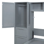 Full/Queen Smart Murphy Bed with Wardrobe & Storage, Space-Saving System