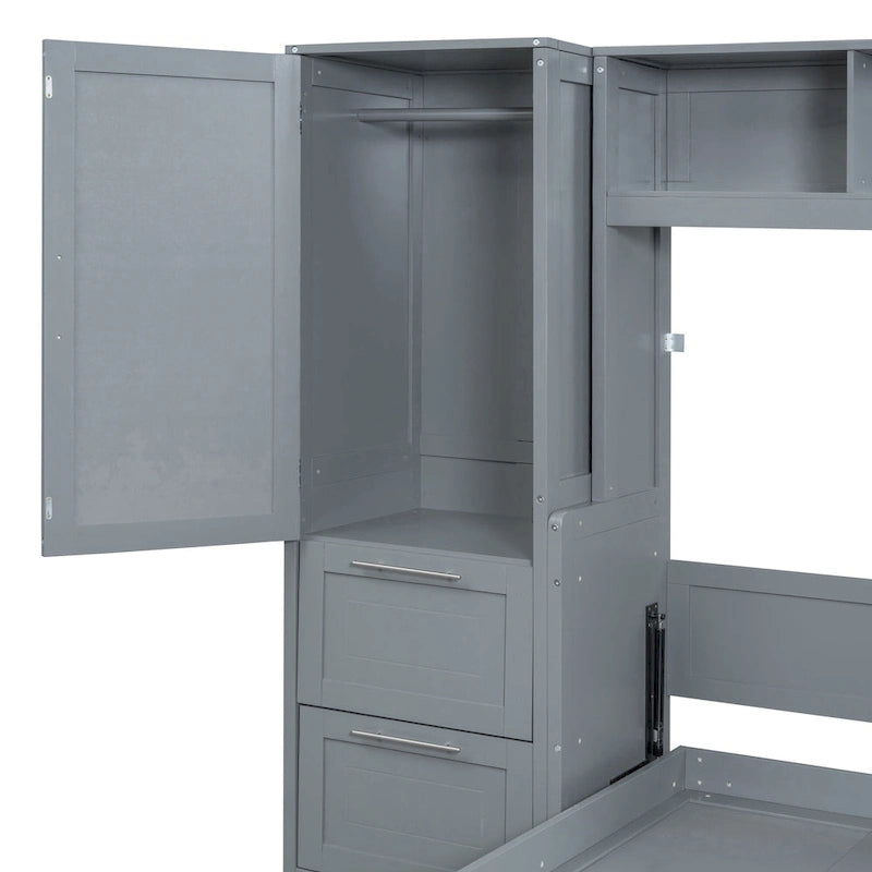 Full/Queen Smart Murphy Bed with Wardrobe & Storage, Space-Saving System