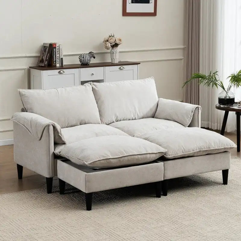 Canapé Modulable Cabriolet 69 Places avec Ottoman et Rangement