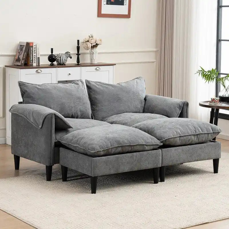 Canapé Modulable Cabriolet 69 Places avec Ottoman et Rangement