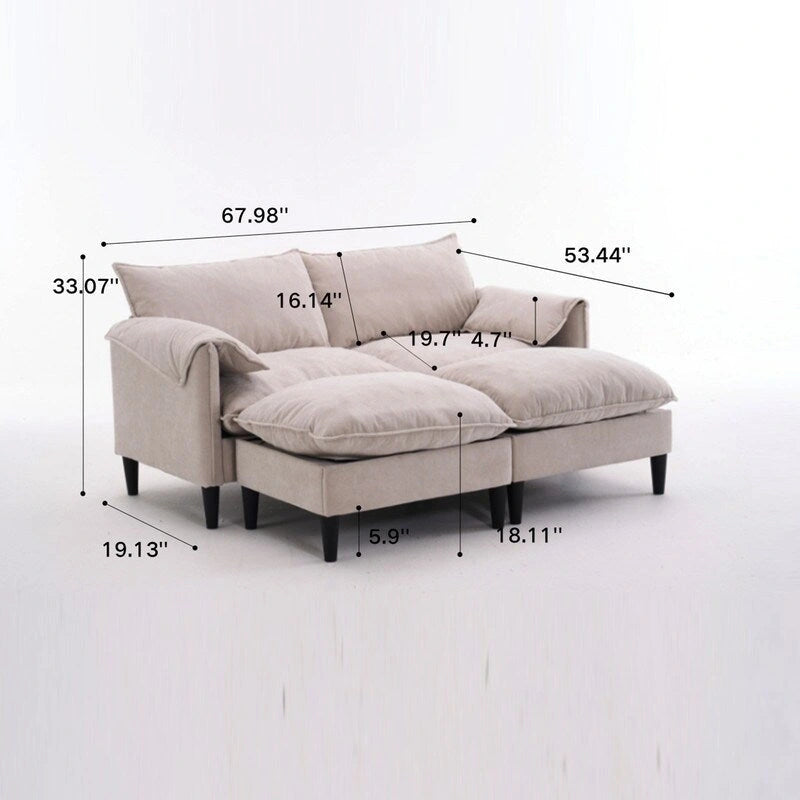 Canapé Modulable Cabriolet 69 Places avec Ottoman et Rangement