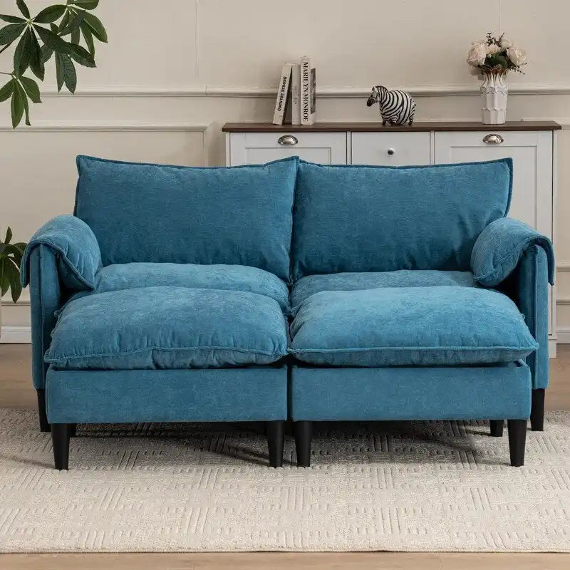 Canapé Modulable Cabriolet 69 Places avec Ottoman et Rangement