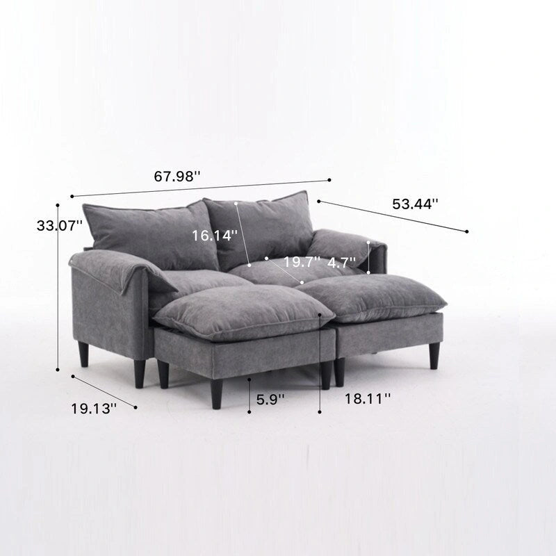 Canapé Modulable Cabriolet 69 Places avec Ottoman et Rangement