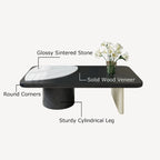 51 Modern Wood Coffee Table,Retangular Black Living Room Table