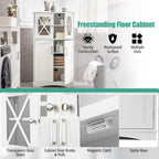 Costway Bathroom Storage Cabinet Linen Storage Cabinet with Doors and