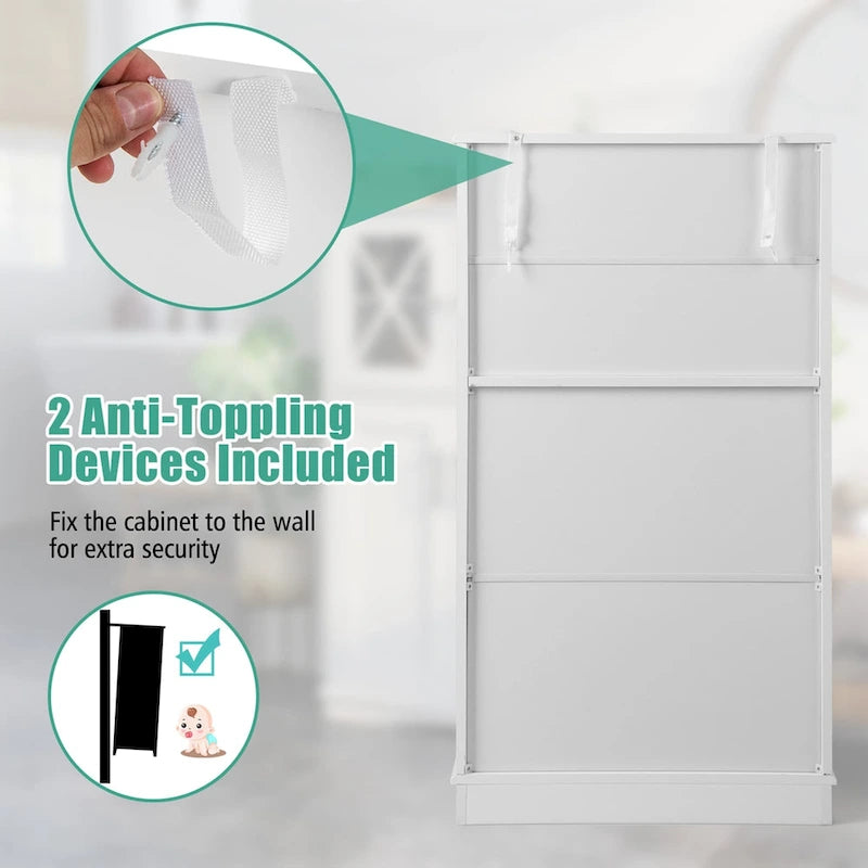 Costway Bathroom Storage Cabinet Linen Storage Cabinet with Doors and