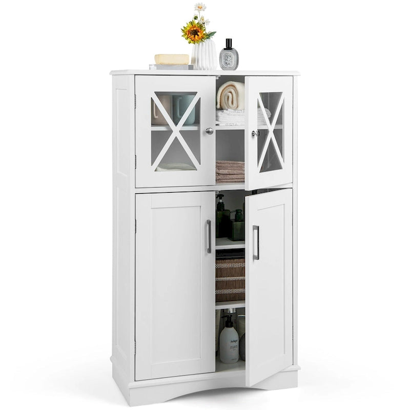 Costway Bathroom Storage Cabinet Linen Storage Cabinet with Doors and