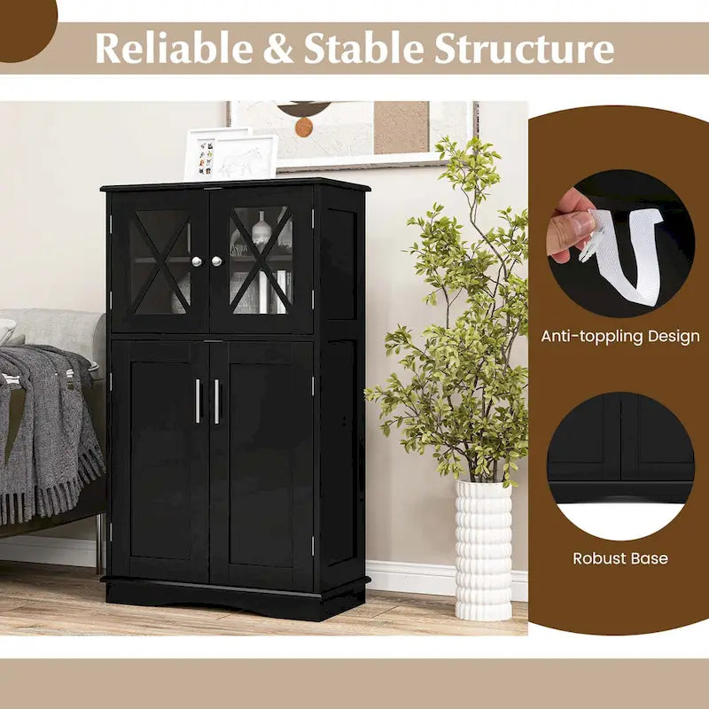 Costway Bathroom Storage Cabinet Linen Storage Cabinet with Doors and