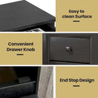 Costway Nightstand End Bedside Coffee Table Wooden Leg Storage Drawers