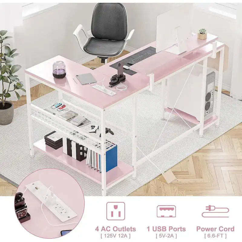 Small Gaming Desk with Power Outlets
