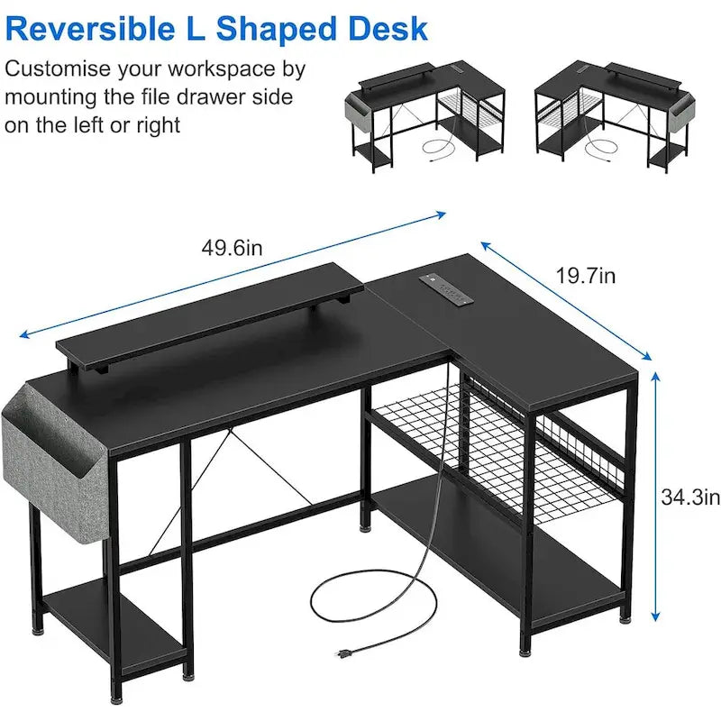 Small Gaming Desk with Power Outlets