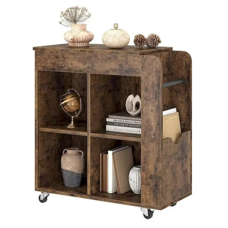 Table d'appoint avec rangement - Étagère de rangement à 3 niveaux, idéale pour les petits espaces