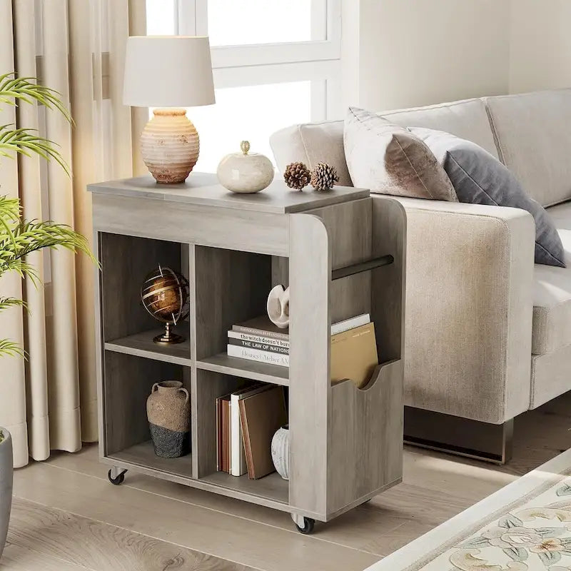 Table d'appoint avec rangement - Étagère de rangement à 3 niveaux, idéale pour les petits espaces