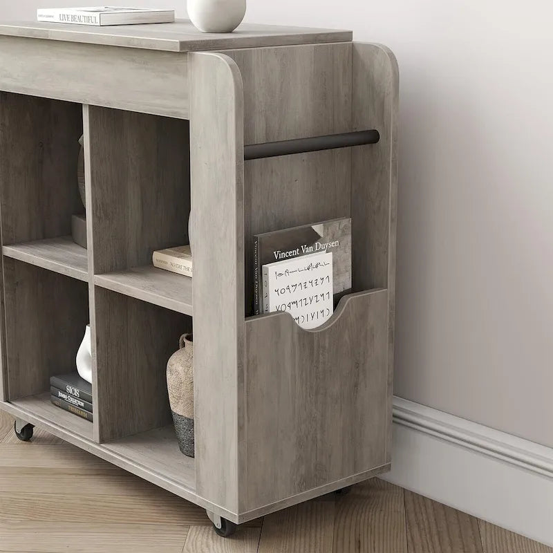 Table d'appoint avec rangement - Étagère de rangement à 3 niveaux, idéale pour les petits espaces