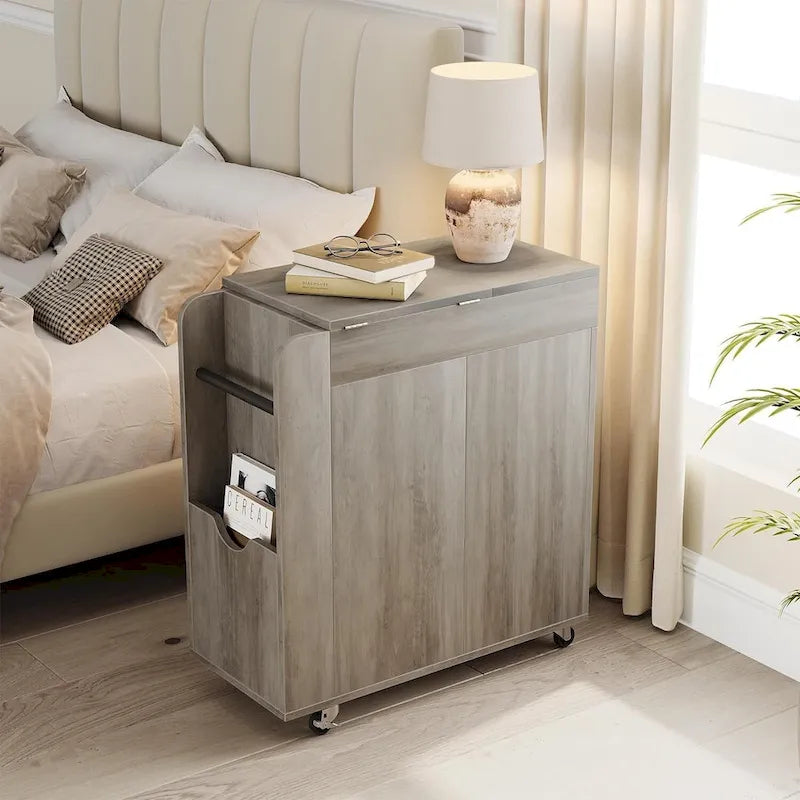 Table d'appoint avec rangement - Étagère de rangement à 3 niveaux, idéale pour les petits espaces