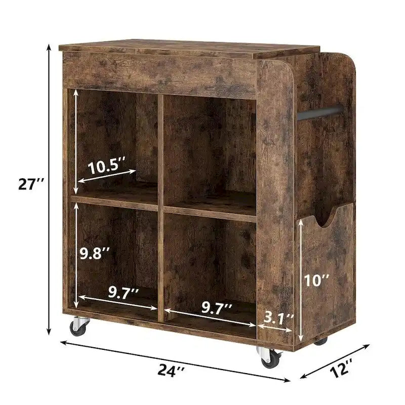 Table d'appoint avec rangement - Étagère de rangement à 3 niveaux, idéale pour les petits espaces