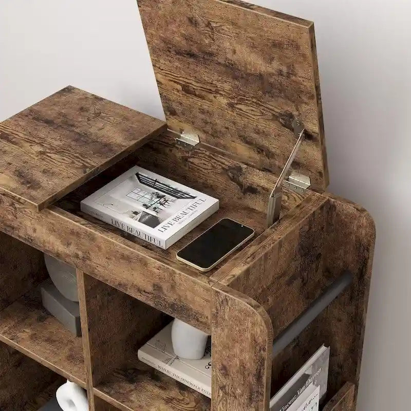 Table d'appoint avec rangement - Étagère de rangement à 3 niveaux, idéale pour les petits espaces