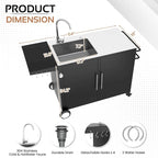 Évier de cuisine extérieur AECOJOY avec raccord de tuyau, table de préparation de barbecue en acier inoxydable, îlot d'armoires de cuisine
