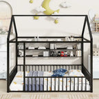 Lit Cabane en Métal Montessori Pleine Taille avec Barrière