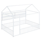 Lit Cabane en Métal Montessori Pleine Taille avec Barrière