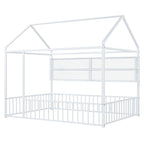 Lit Cabane en Métal Montessori Pleine Taille avec Barrière