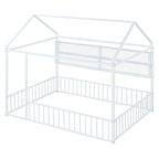 Lit Cabane en Métal Montessori Pleine Taille avec Barrière