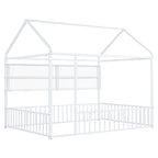 Lit Cabane en Métal Montessori Pleine Taille avec Barrière