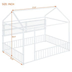 Lit Cabane en Métal Montessori Pleine Taille avec Barrière