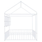 Lit Cabane en Métal Montessori Pleine Taille avec Barrière