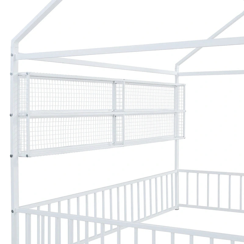 Lit Cabane en Métal Montessori Pleine Taille avec Barrière