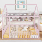 Lit Cabane en Métal Montessori Pleine Taille avec Barrière