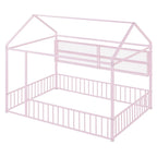 Lit Cabane en Métal Montessori Pleine Taille avec Barrière