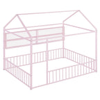 Lit Cabane en Métal Montessori Pleine Taille avec Barrière
