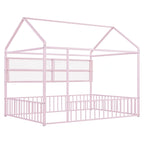 Lit Cabane en Métal Montessori Pleine Taille avec Barrière