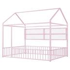 Lit Cabane en Métal Montessori Pleine Taille avec Barrière