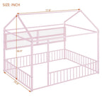 Lit Cabane en Métal Montessori Pleine Taille avec Barrière