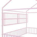 Lit Cabane en Métal Montessori Pleine Taille avec Barrière