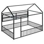 Lit Cabane en Métal Montessori Pleine Taille avec Barrière