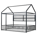 Lit Cabane en Métal Montessori Pleine Taille avec Barrière