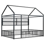 Lit Cabane en Métal Montessori Pleine Taille avec Barrière