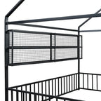 Lit Cabane en Métal Montessori Pleine Taille avec Barrière