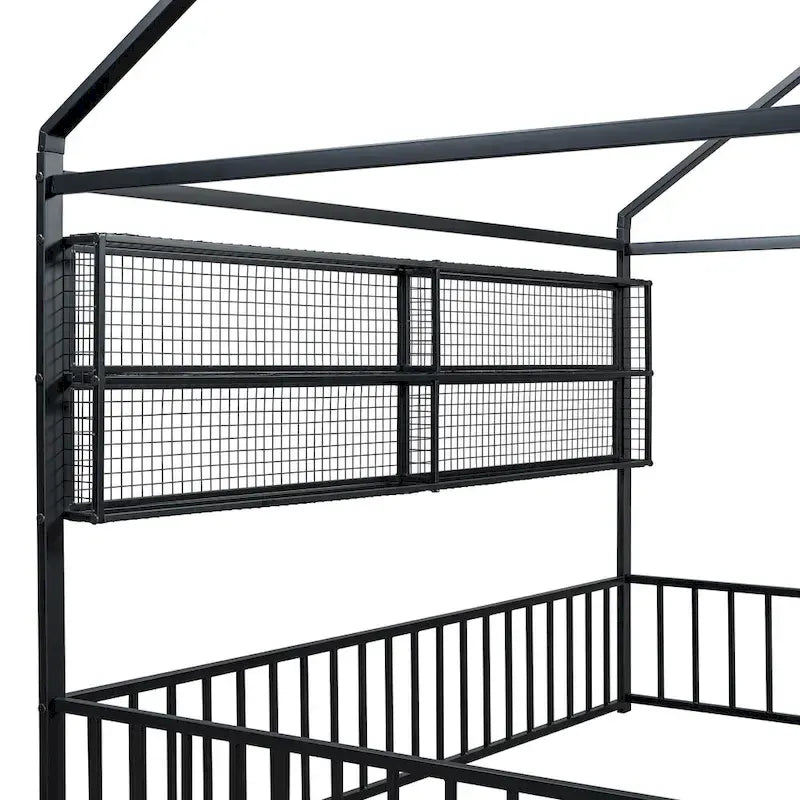 Lit Cabane en Métal Montessori Pleine Taille avec Barrière
