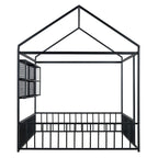 Lit Cabane en Métal Montessori Pleine Taille avec Barrière