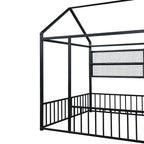 Lit Cabane en Métal Montessori Pleine Taille avec Barrière