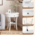 Costway 2 PCS 2-tier Side End Sofa Table Round Nightstand Bedroom - See Details