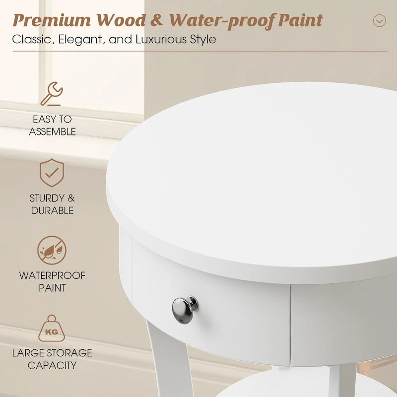 Costway 2 PCS 2-tier Side End Sofa Table Round Nightstand Bedroom - See Details
